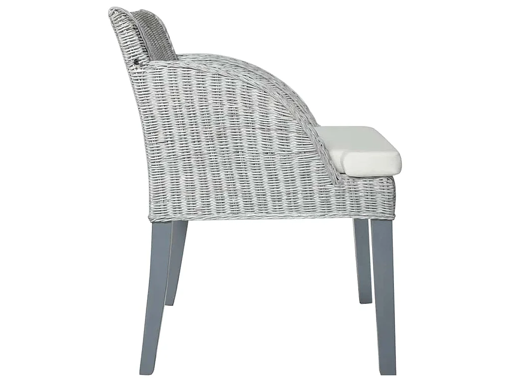 Esszimmerstühle mit Kissen 2 Stk. Grau Natur Rattan