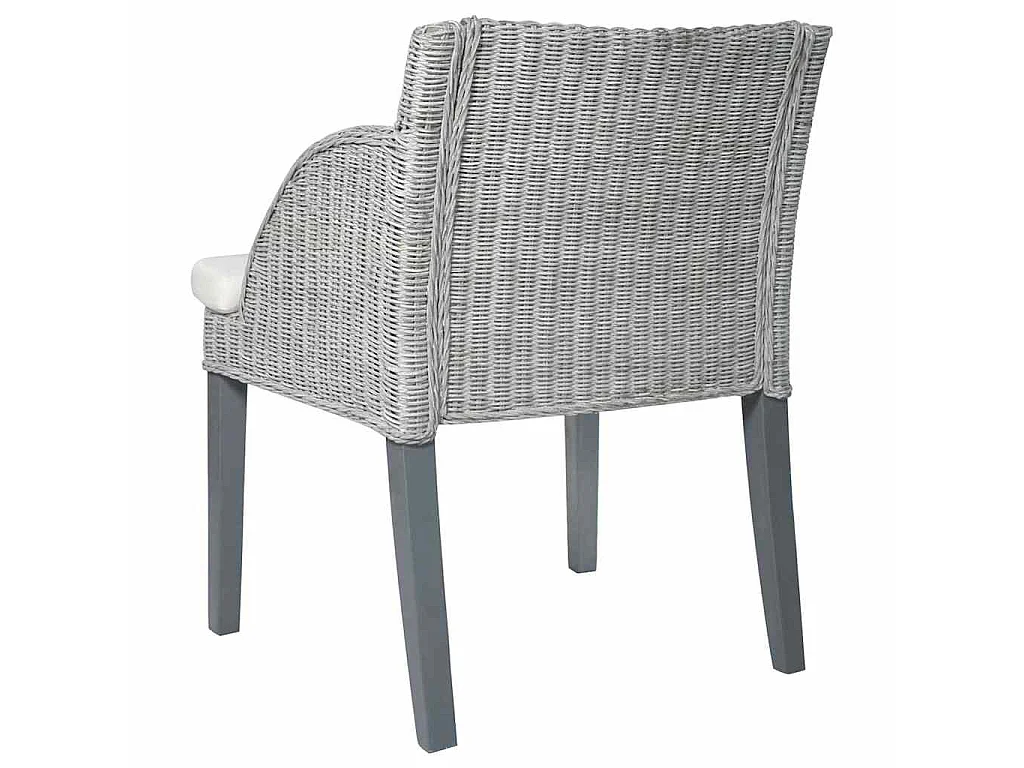 Esszimmerstühle mit Kissen 2 Stk. Grau Natur Rattan
