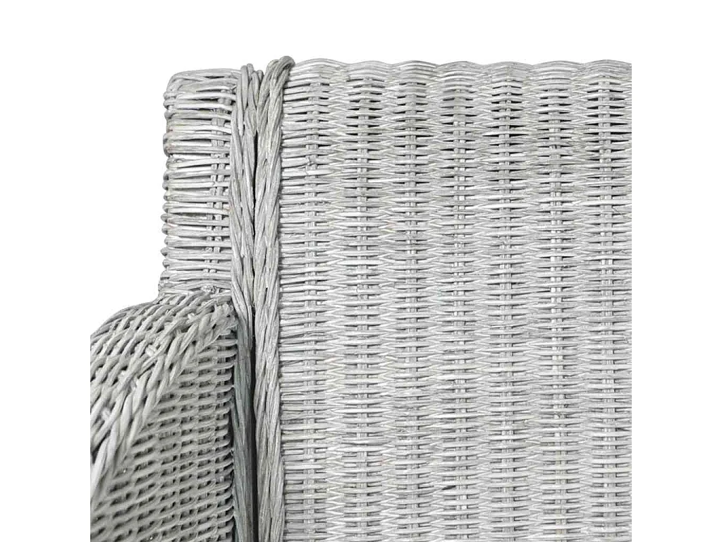 Esszimmerstühle mit Kissen 2 Stk. Grau Natur Rattan