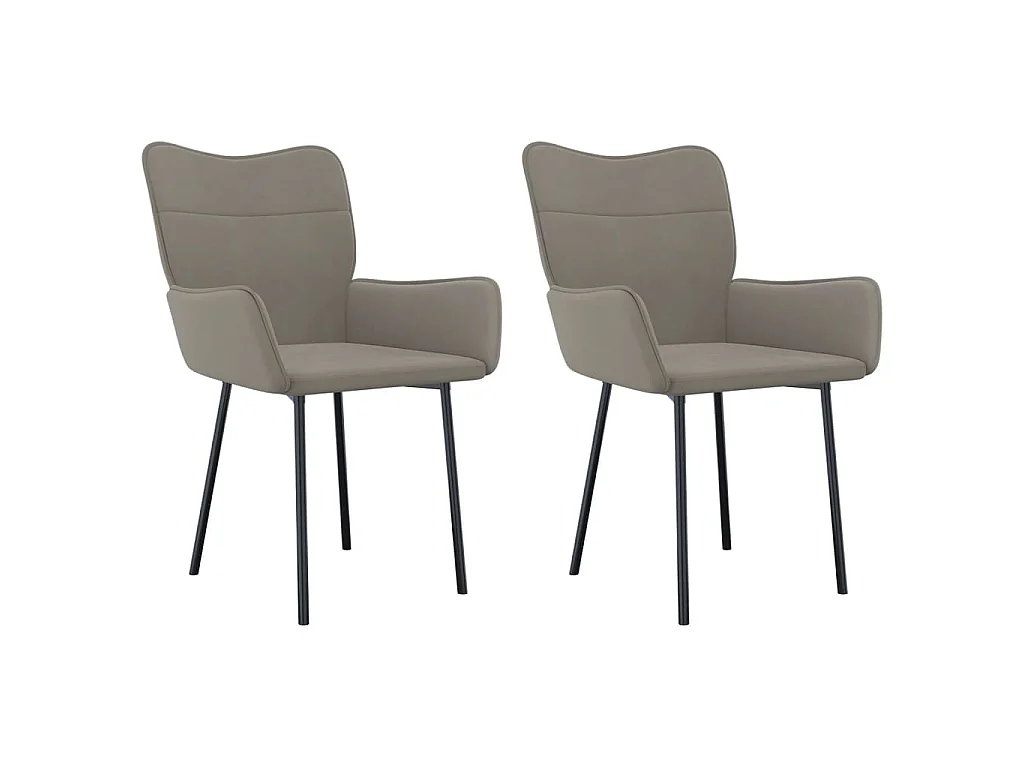Esszimmerstühle 2 Stk. Hellgrau Samt