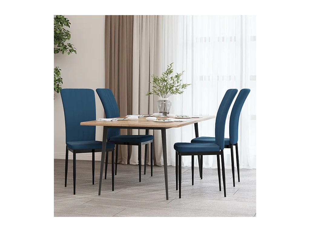 Chaises à manger lot de 4 Bleu Velours