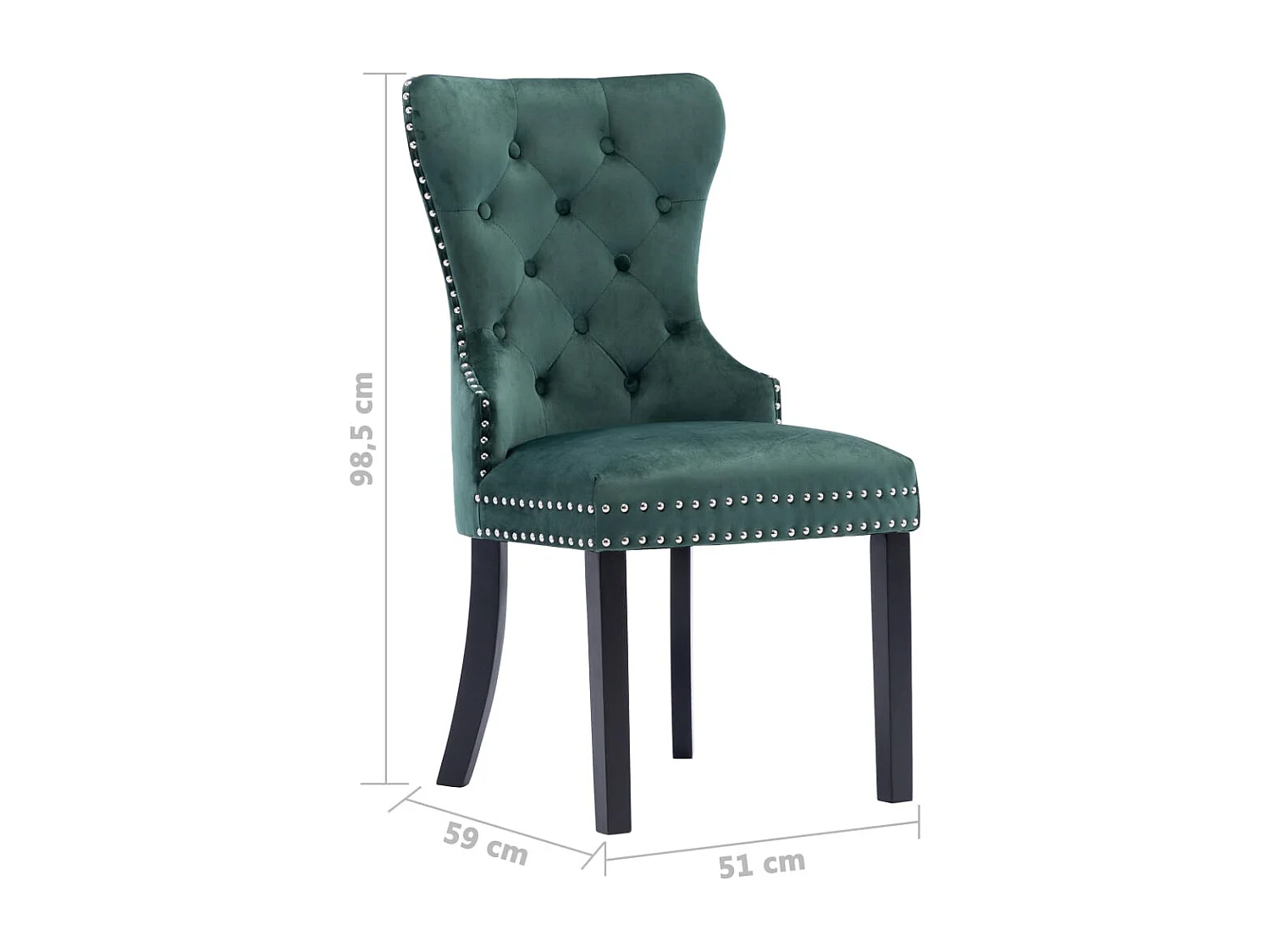 Sedie da Pranzo 4 pz Verde Scuro in Velluto