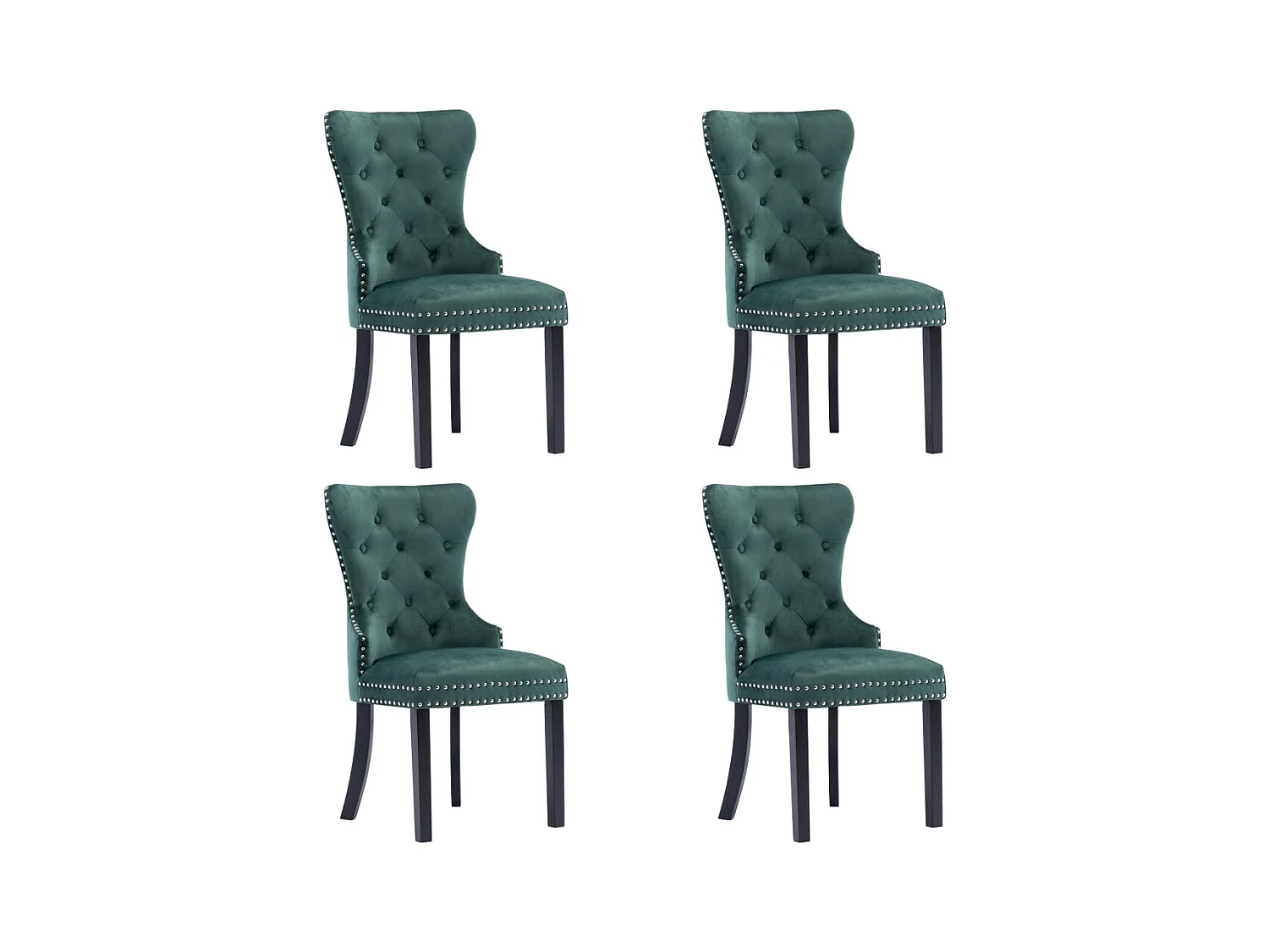 Chaises à manger lot de 4 vert foncé velours
