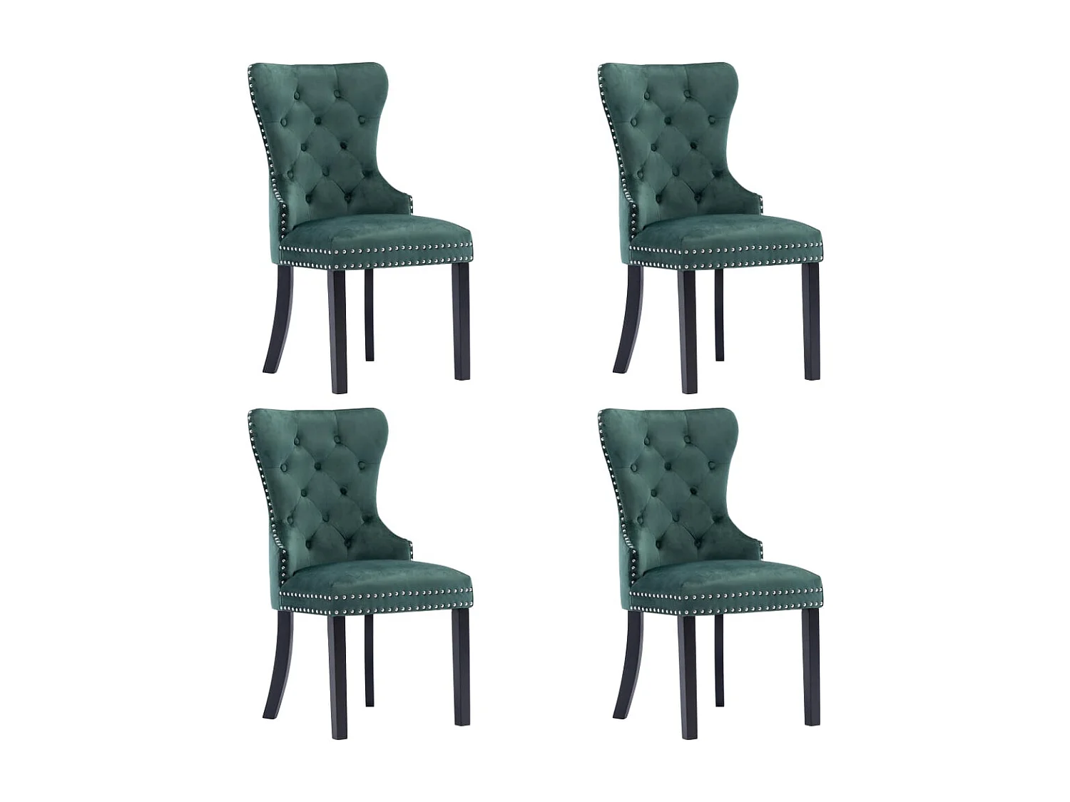 Cadeiras de jantar 4 pcs veludo verde-escuro
