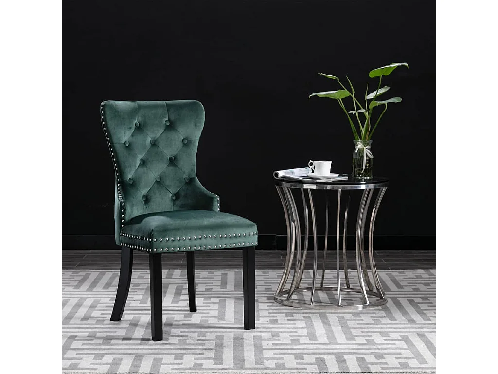 Cadeiras de jantar 4 pcs veludo verde-escuro
