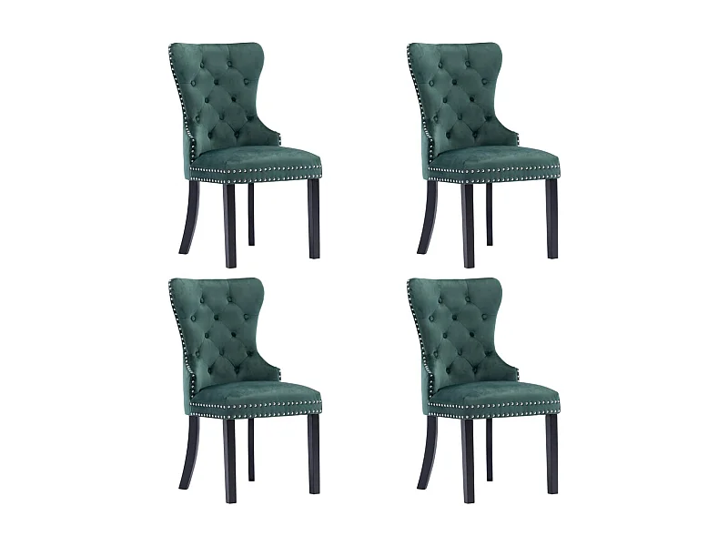 Cadeiras de jantar 4 pcs veludo verde-escuro