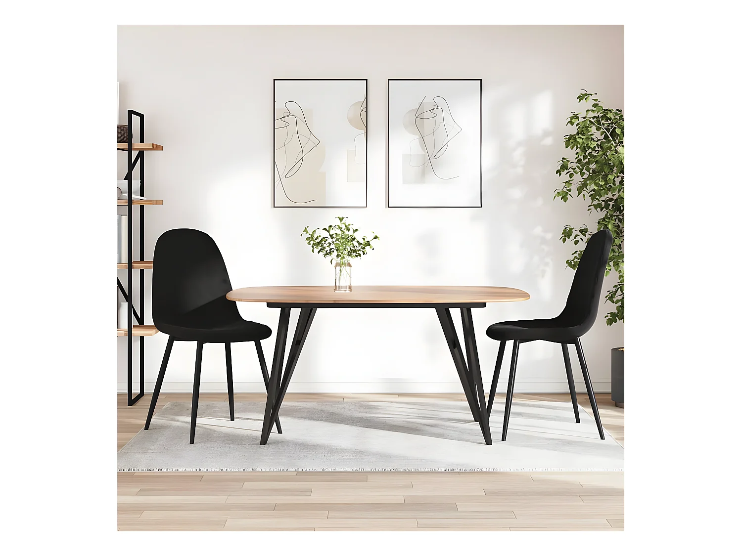 Chaises à manger lot de 2 Noir Velours