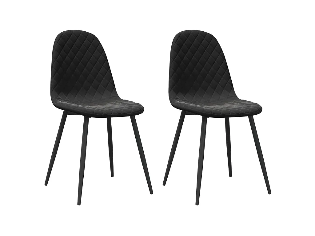 Chaises à manger lot de 2 Noir Velours