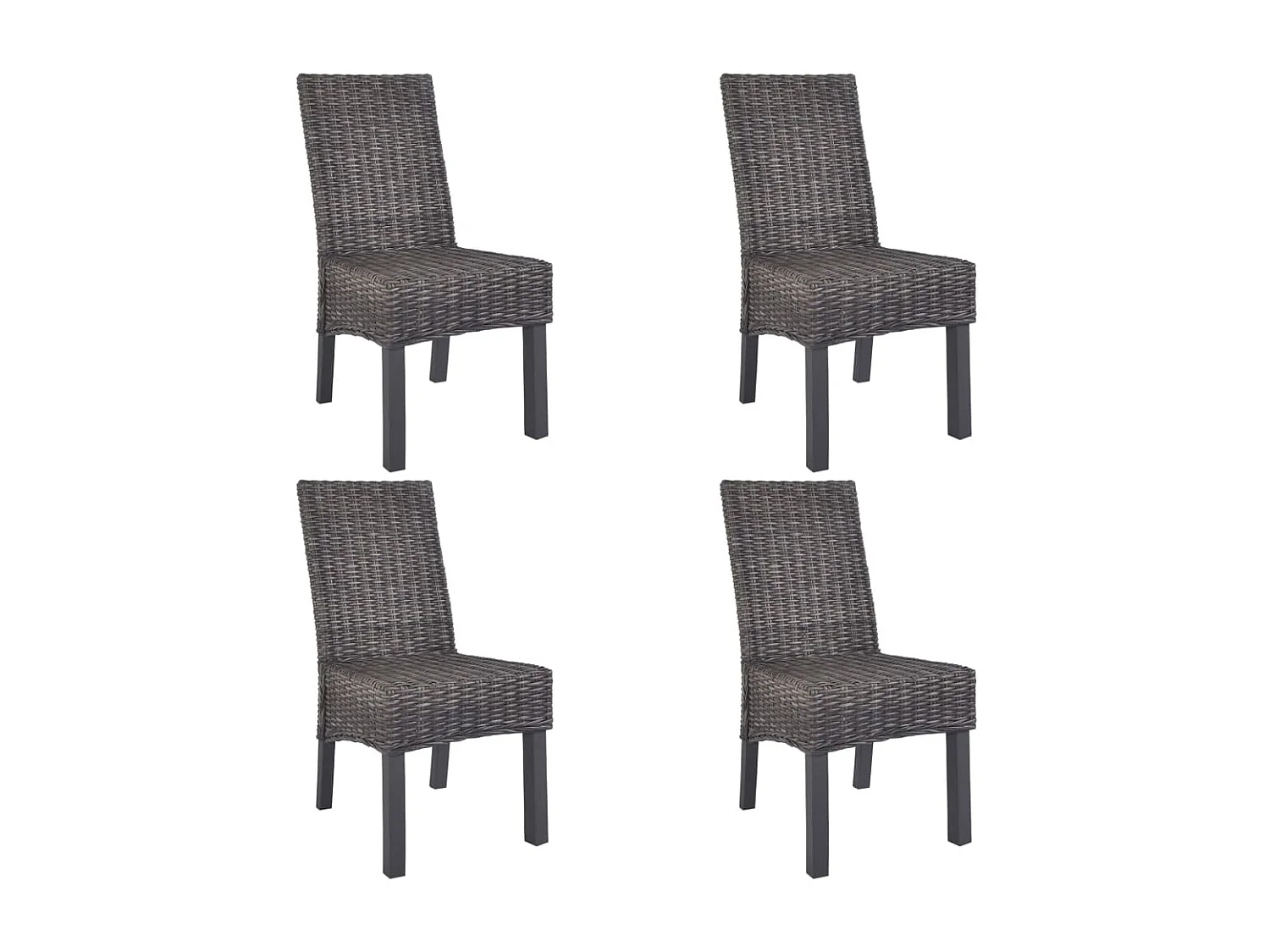 Chaises à manger lot de 4 marron rotin Kubu et bois de manguier