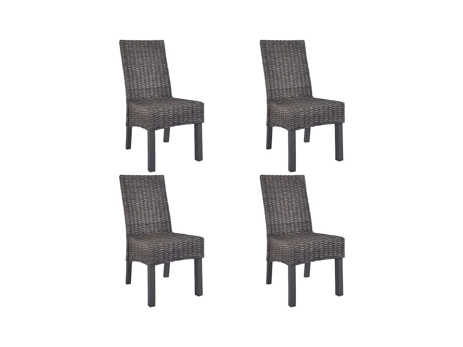 Esszimmerstühle 4 Stk. Braun Kubu Rattan und Mangoholz