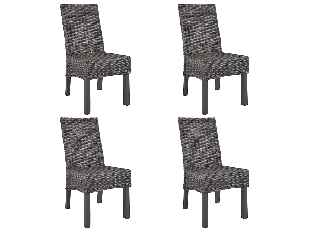 Chaises à manger lot de 4 marron rotin Kubu et bois de manguier