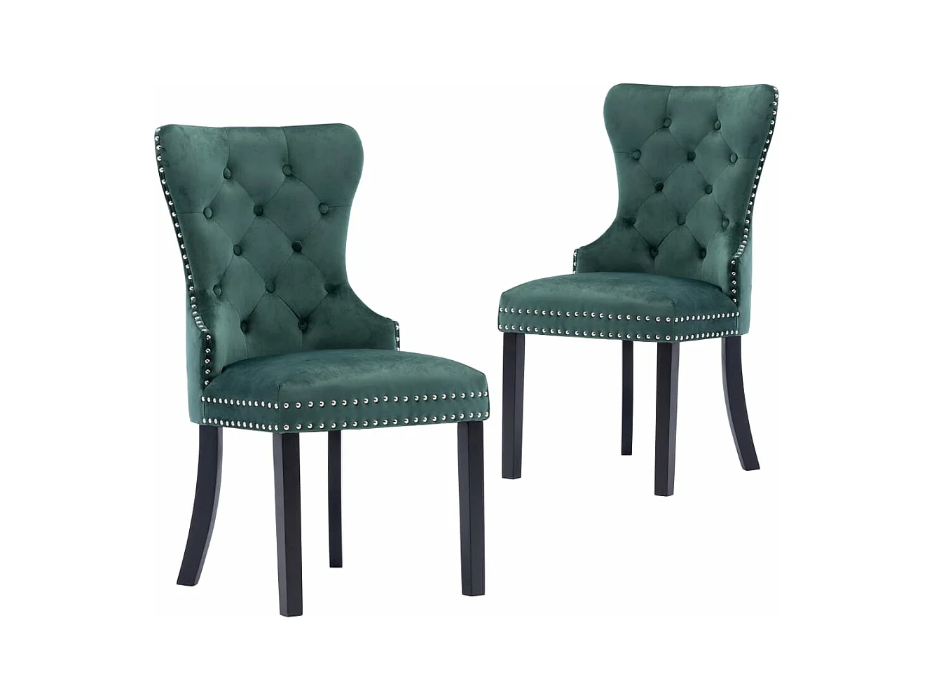 Chaises à manger lot de 2 vert foncé velours