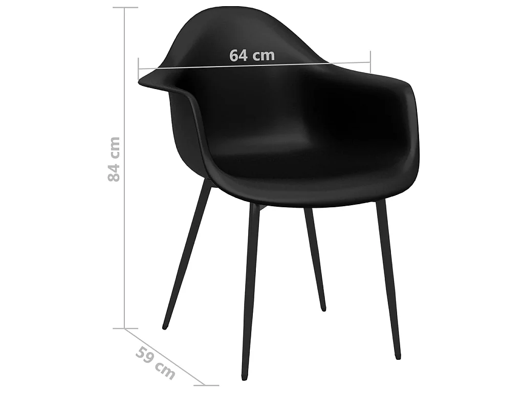 Chaises à manger lot de 4 noir PP