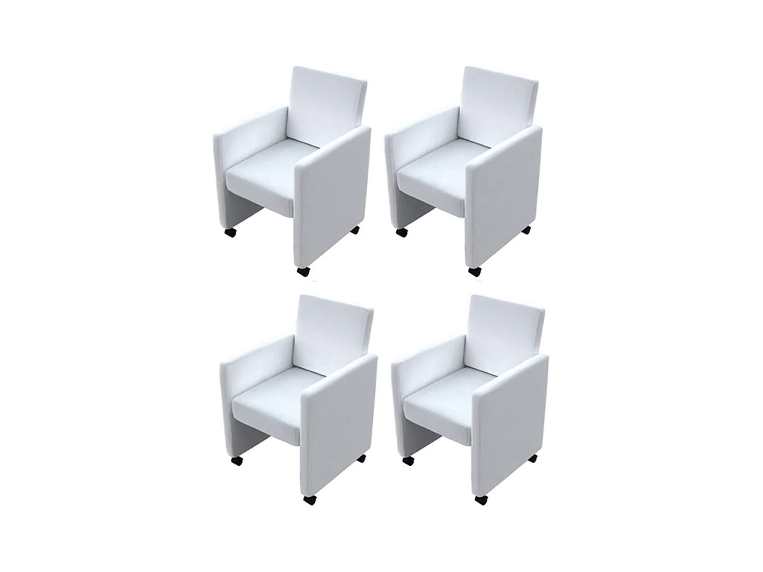 Chaises à manger lot de 4 blanc similicuir