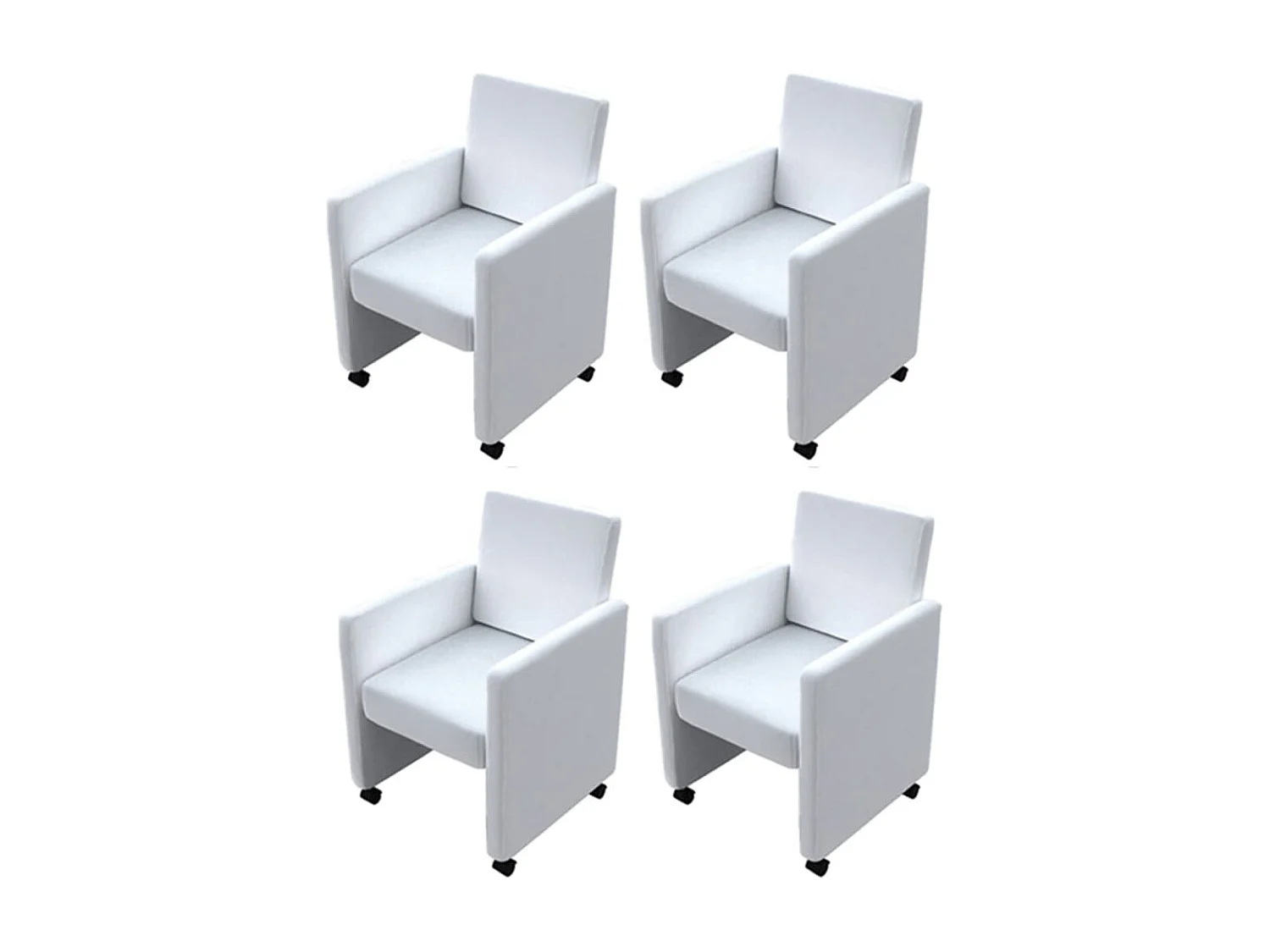 Chaises à manger lot de 4 blanc similicuir