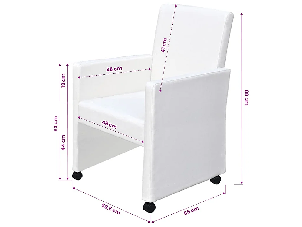Cadeiras de jantar 4 pcs couro artificial branco