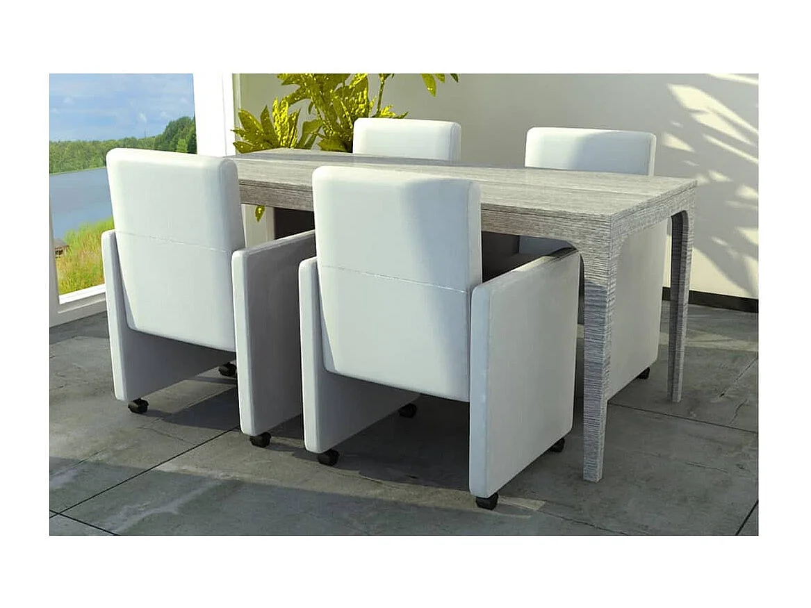 Cadeiras de jantar 4 pcs couro artificial branco