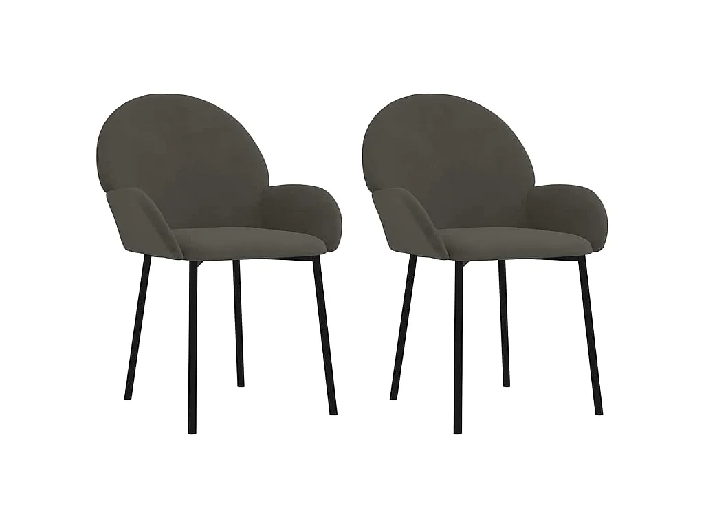 Chaises à manger lot de 2 Gris foncé Velours