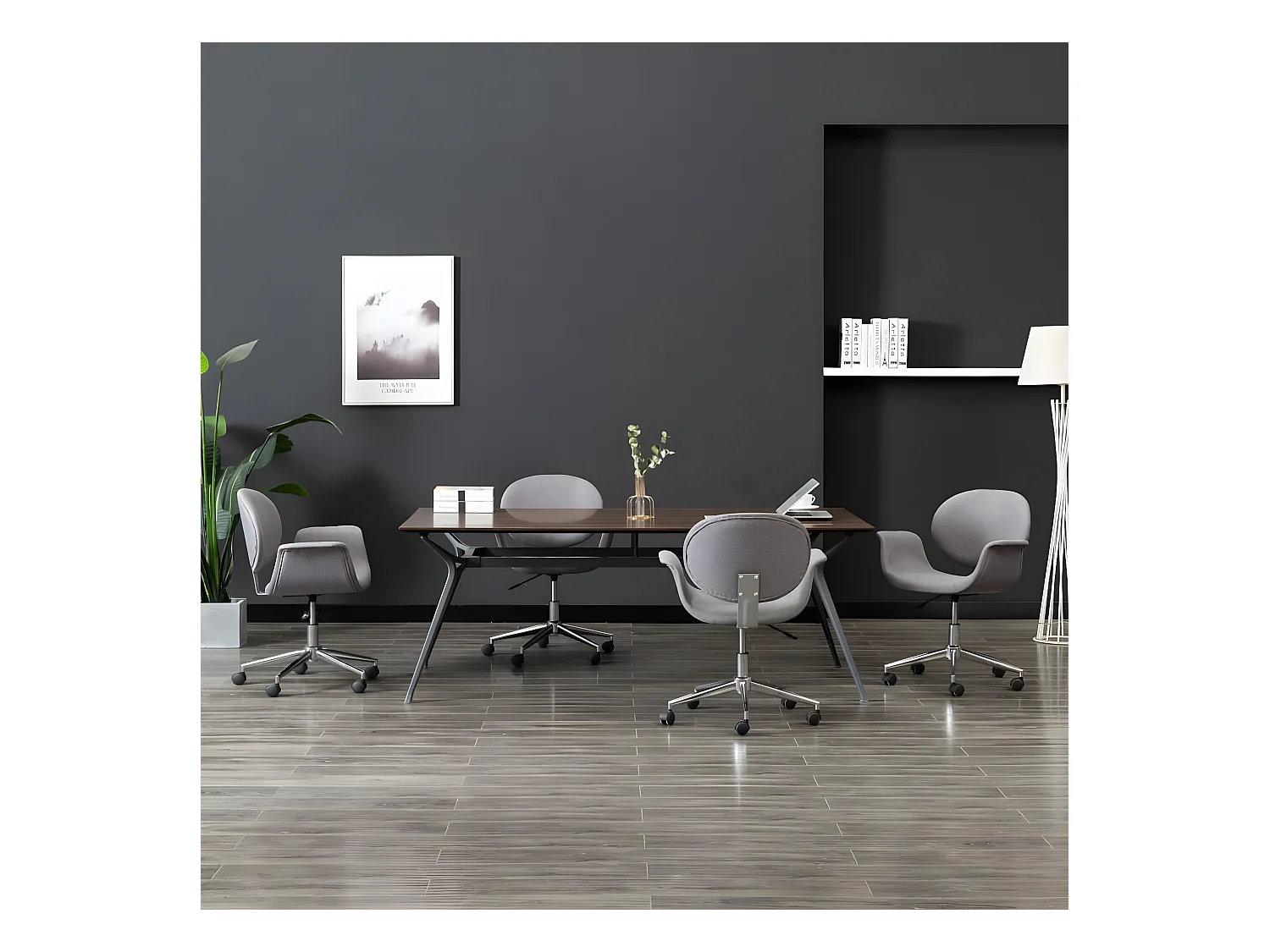 Chaises pivotantes à manger lot de 4 gris tissu