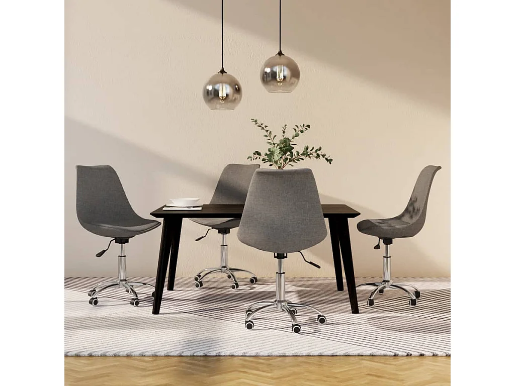 Chaises pivotantes à manger lot de 4 Gris clair Tissu