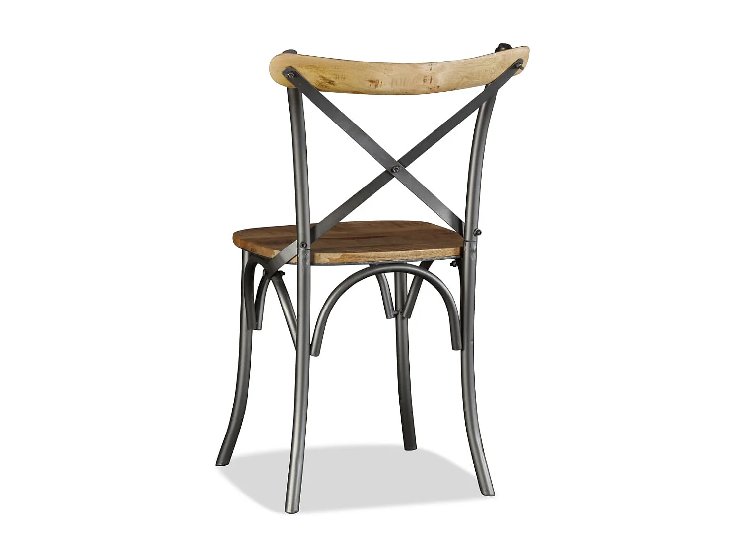 Cadeiras de jantar 6 pcs madeira mangueira maciça + encosto aço