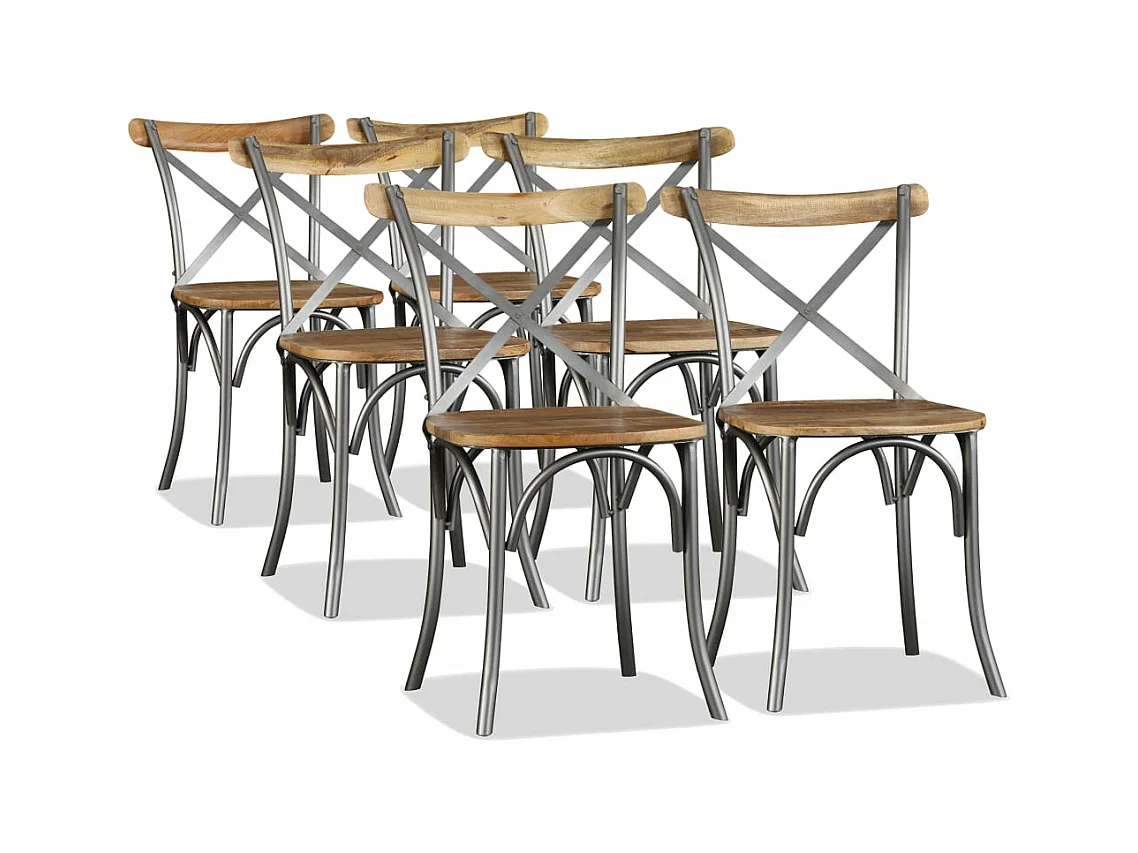 Chaises à manger lot de 6 bois de manguier massif et acier