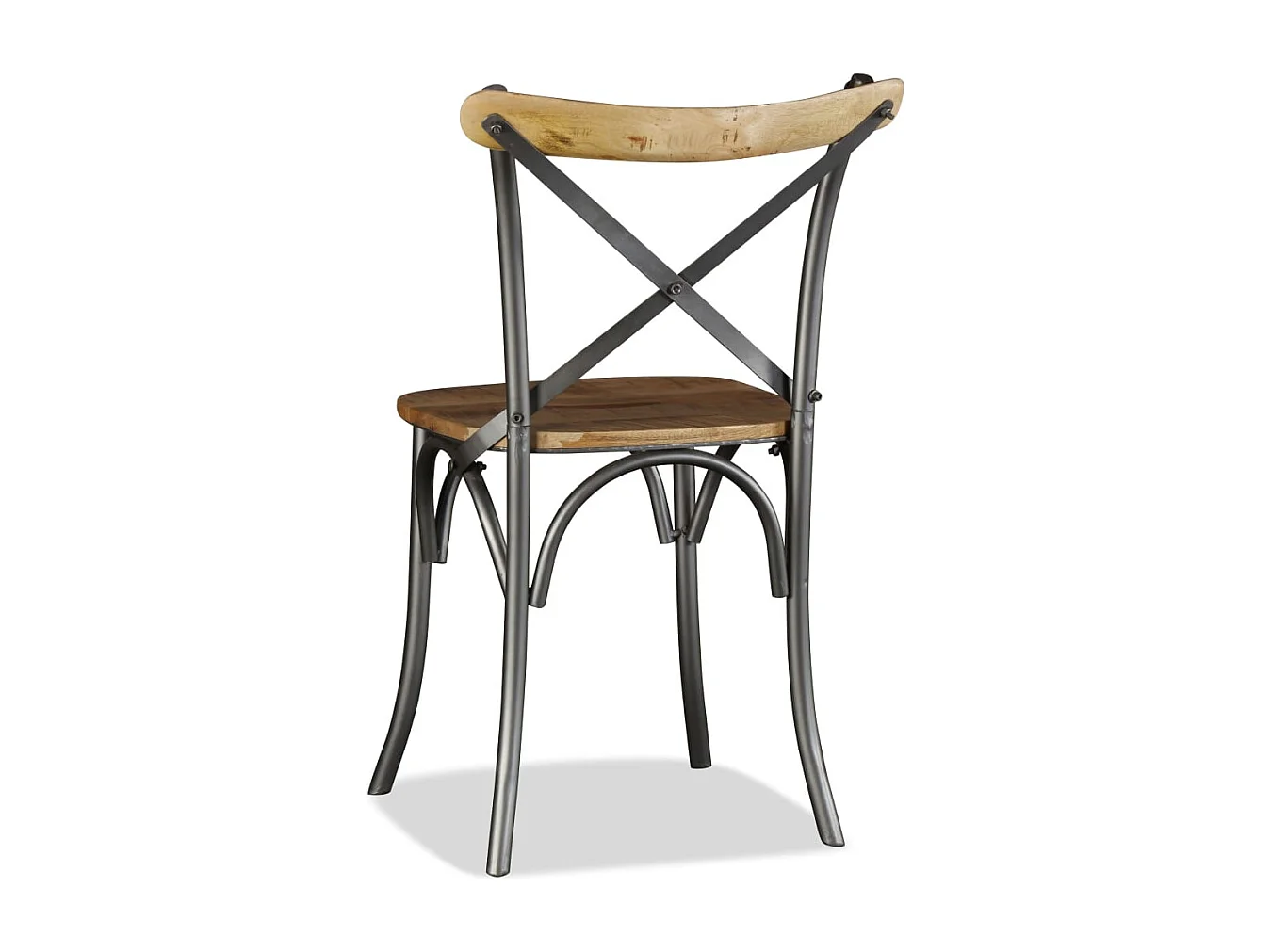 Cadeiras de jantar 6 pcs madeira mangueira maciça + encosto aço