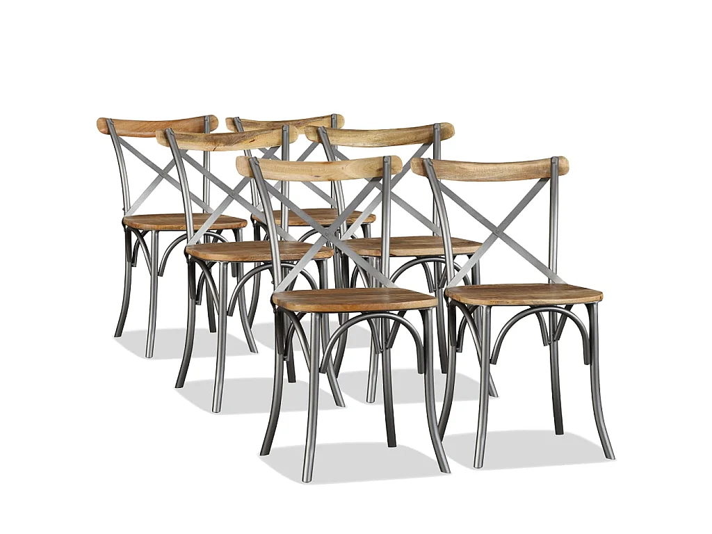 Chaises à manger lot de 6 bois de manguier massif et acier