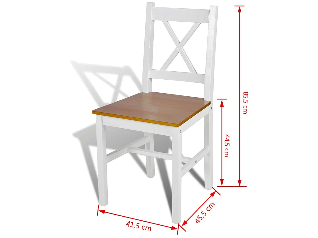 Cadeiras de jantar 2 pcs madeira de pinho branco