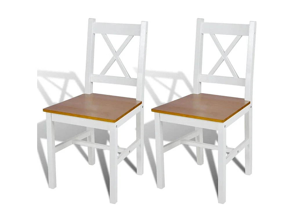 Cadeiras de jantar 2 pcs madeira de pinho branco