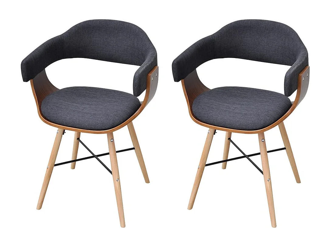 Eetkamerstoelen 2 st gebogen hout en stof donkergrijs