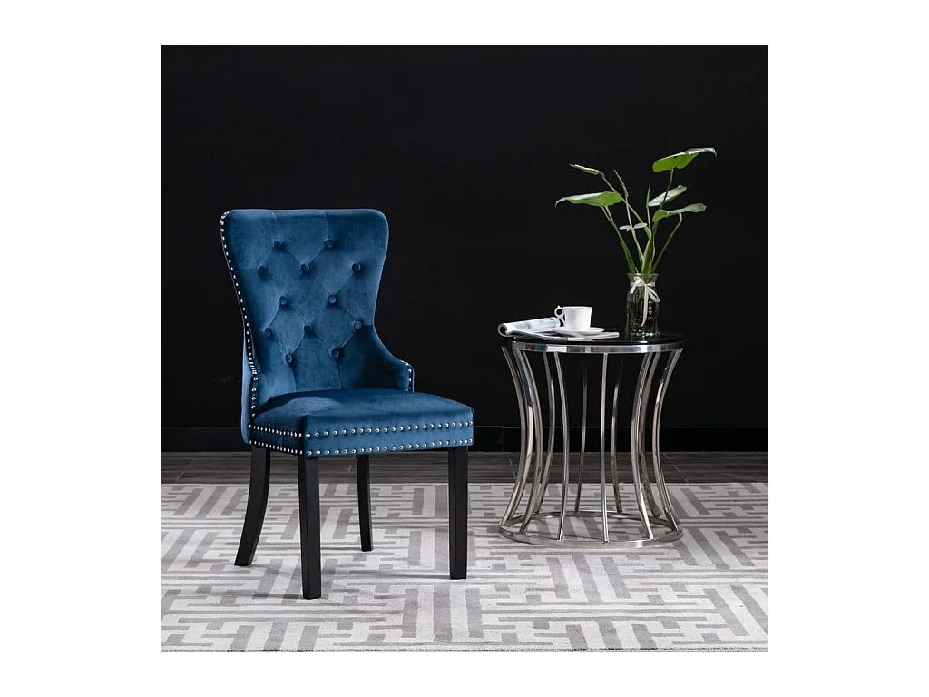 Eetkamerstoelen 4 st fluweel blauw