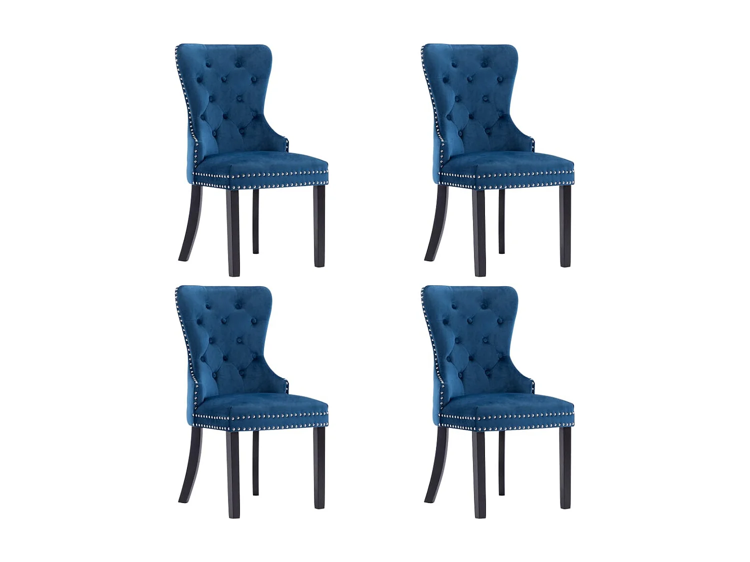 Eetkamerstoelen 4 st fluweel blauw