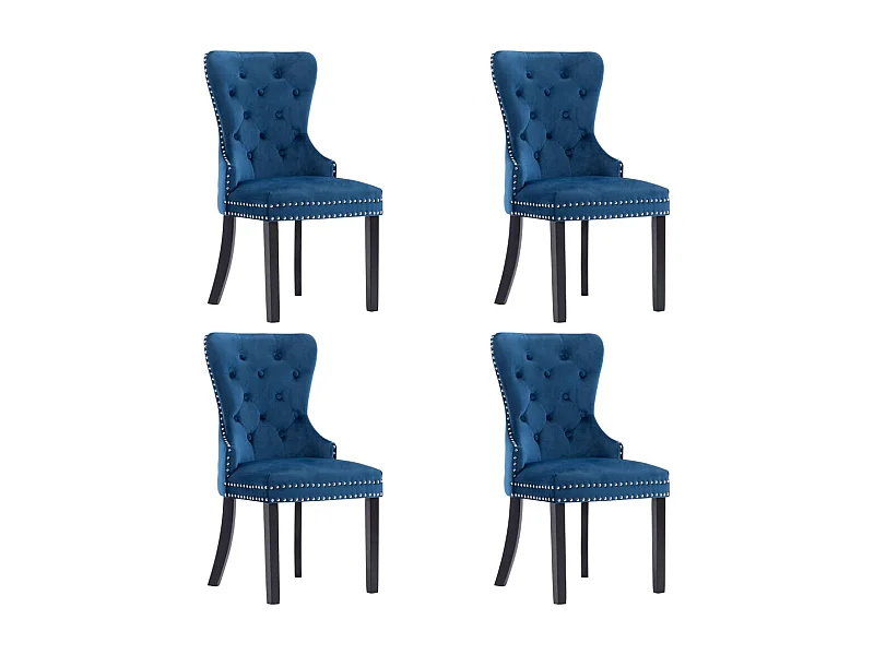 Cadeiras de jantar 4 pcs veludo azul