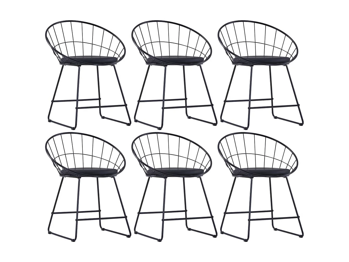 Sillas de comedor asientos de cuero sintético 6 uds acero negro
