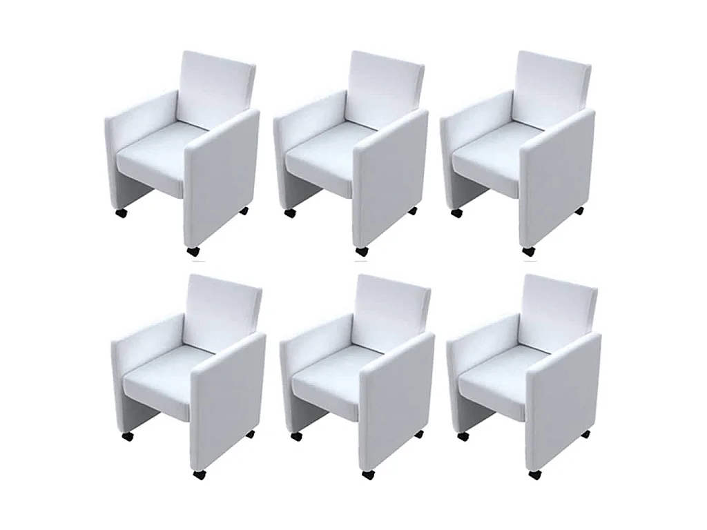 Eetkamerstoelen 6 st kunstleer wit