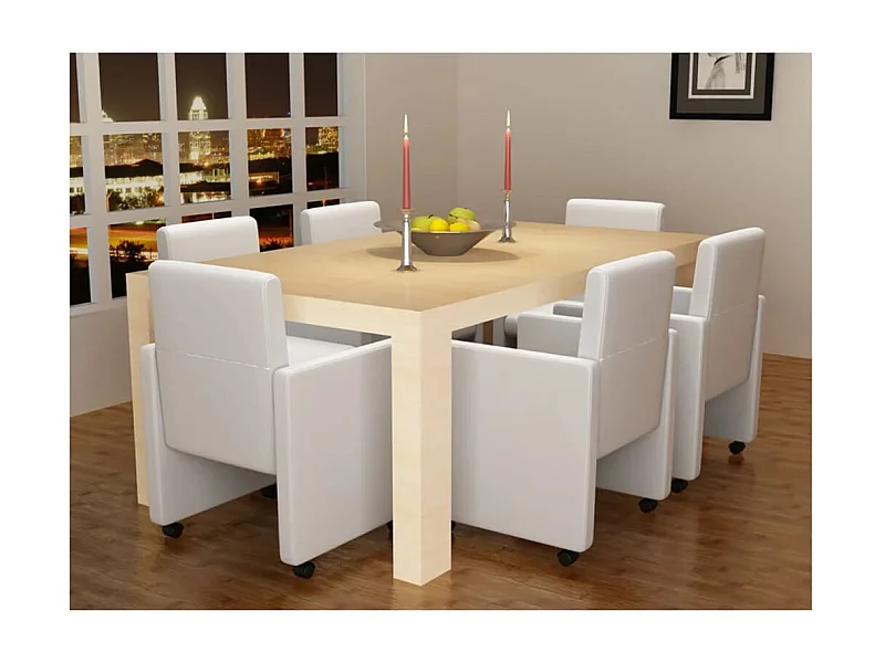 Eetkamerstoelen 6 st kunstleer wit