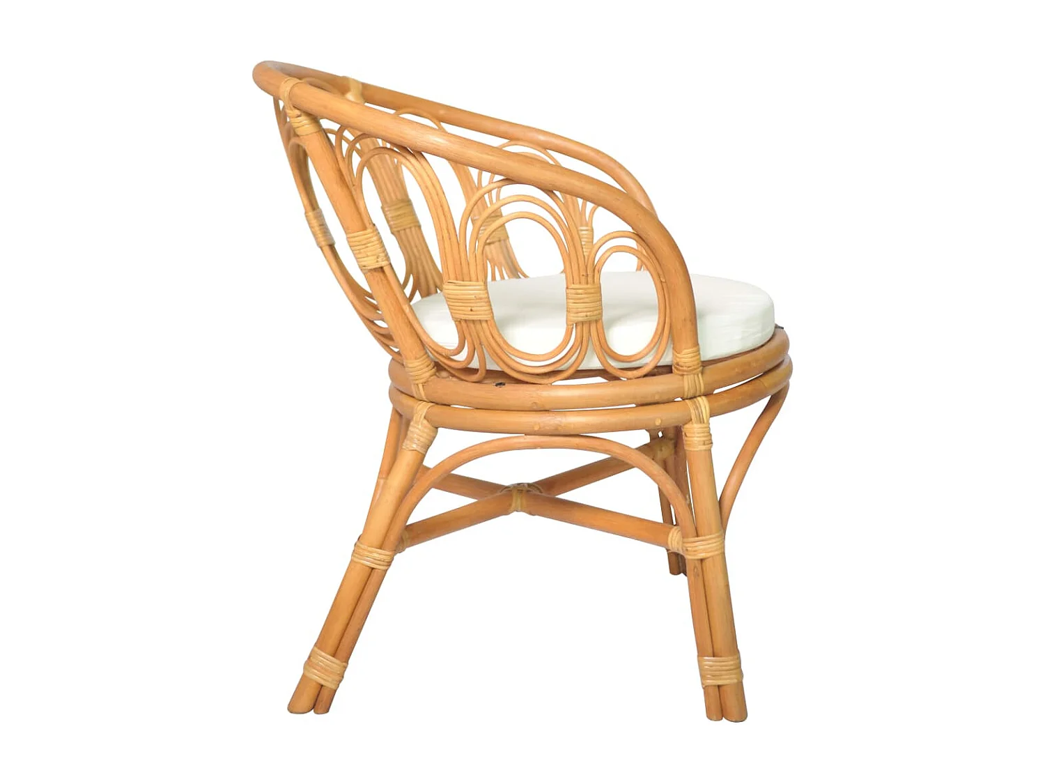 Esszimmerstuhl mit Auflage Hellbraun Natur Rattan Leinenbezug