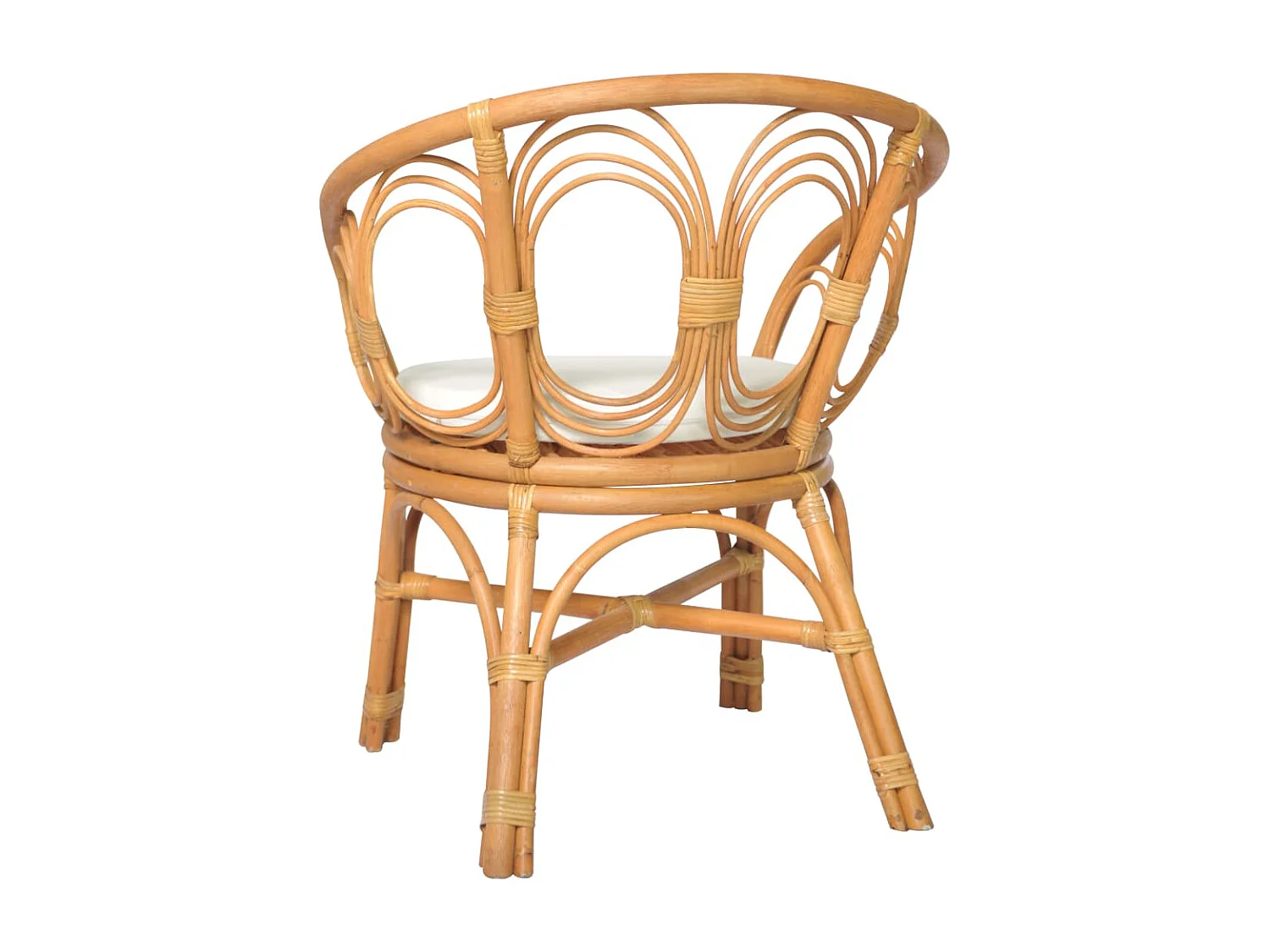 Esszimmerstuhl mit Auflage Hellbraun Natur Rattan Leinenbezug