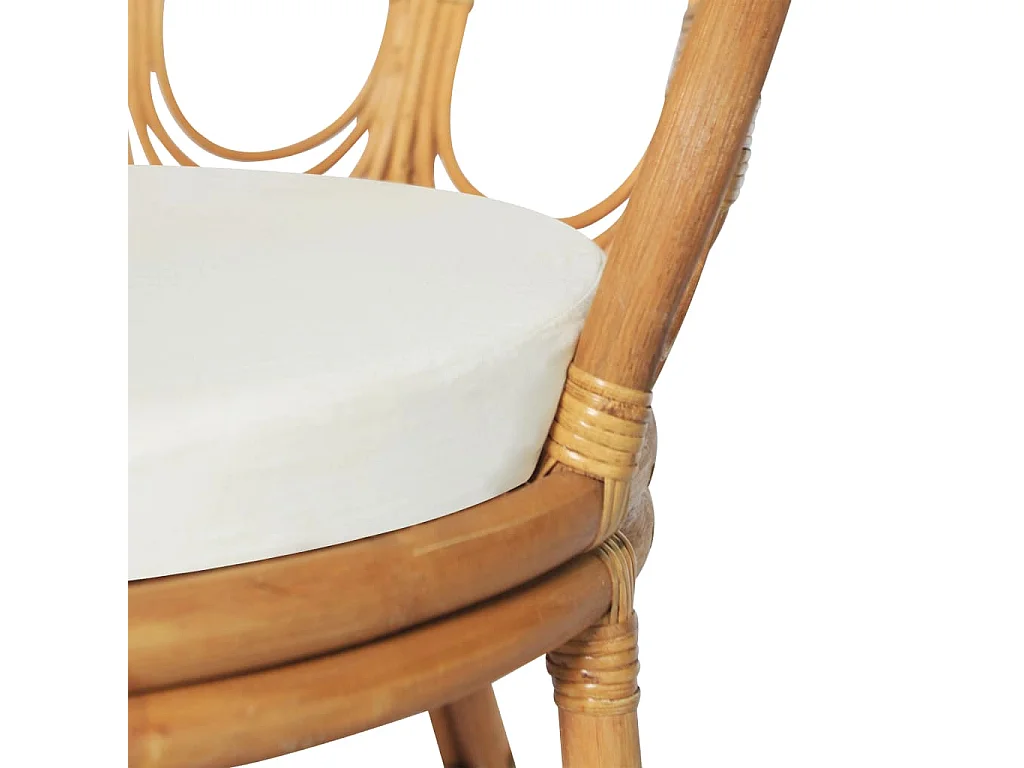 Esszimmerstuhl mit Auflage Hellbraun Natur Rattan Leinenbezug