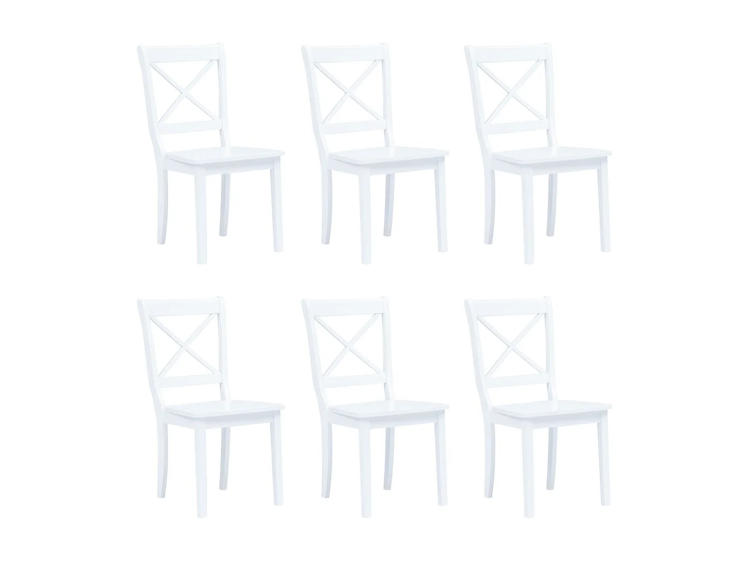 Sillas de comedor 6 unidades madera maciza de caucho blanco