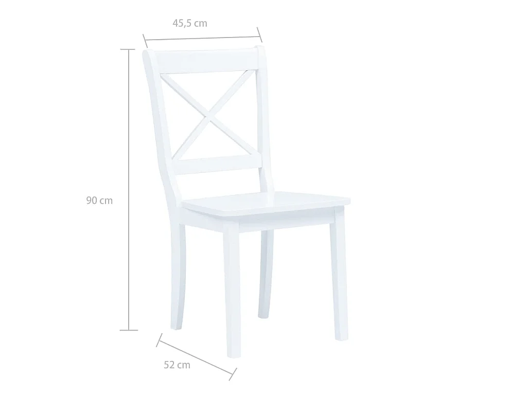 Eetkamerstoelen 6 st massief rubberwood wit