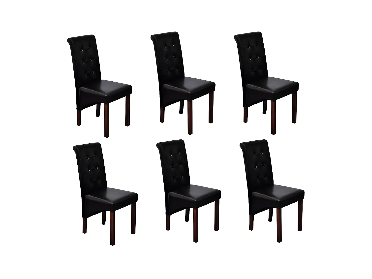 Chaises à manger lot de 6 noir similicuir