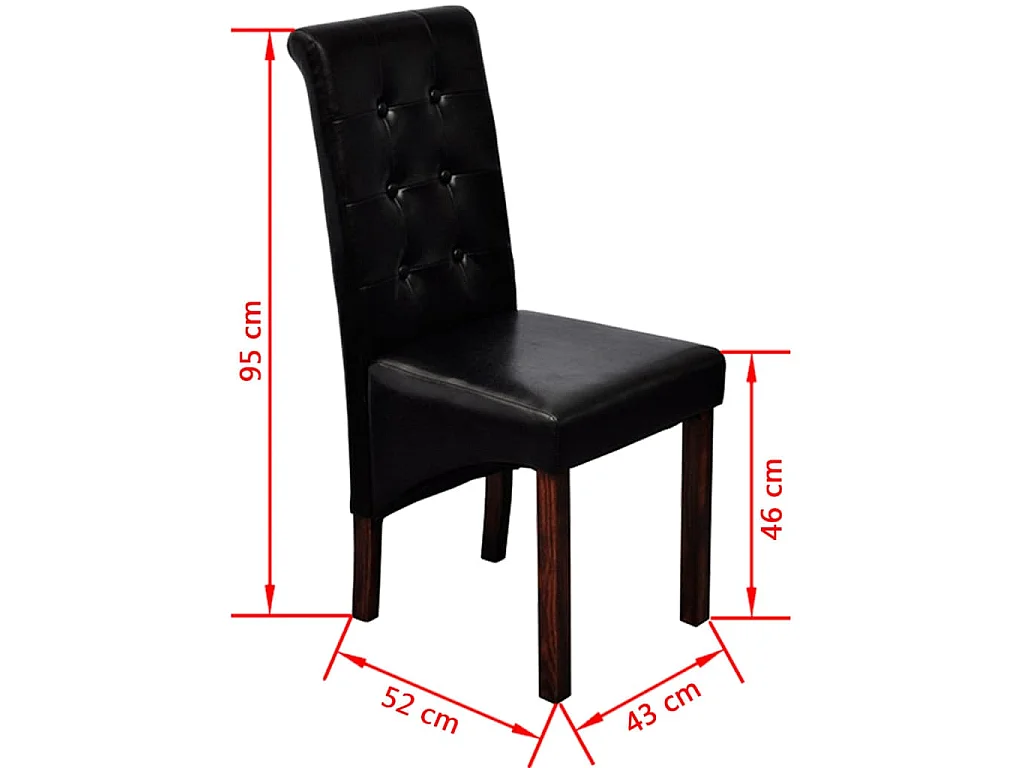 Eetkamerstoelen 6 st kunstleer zwart