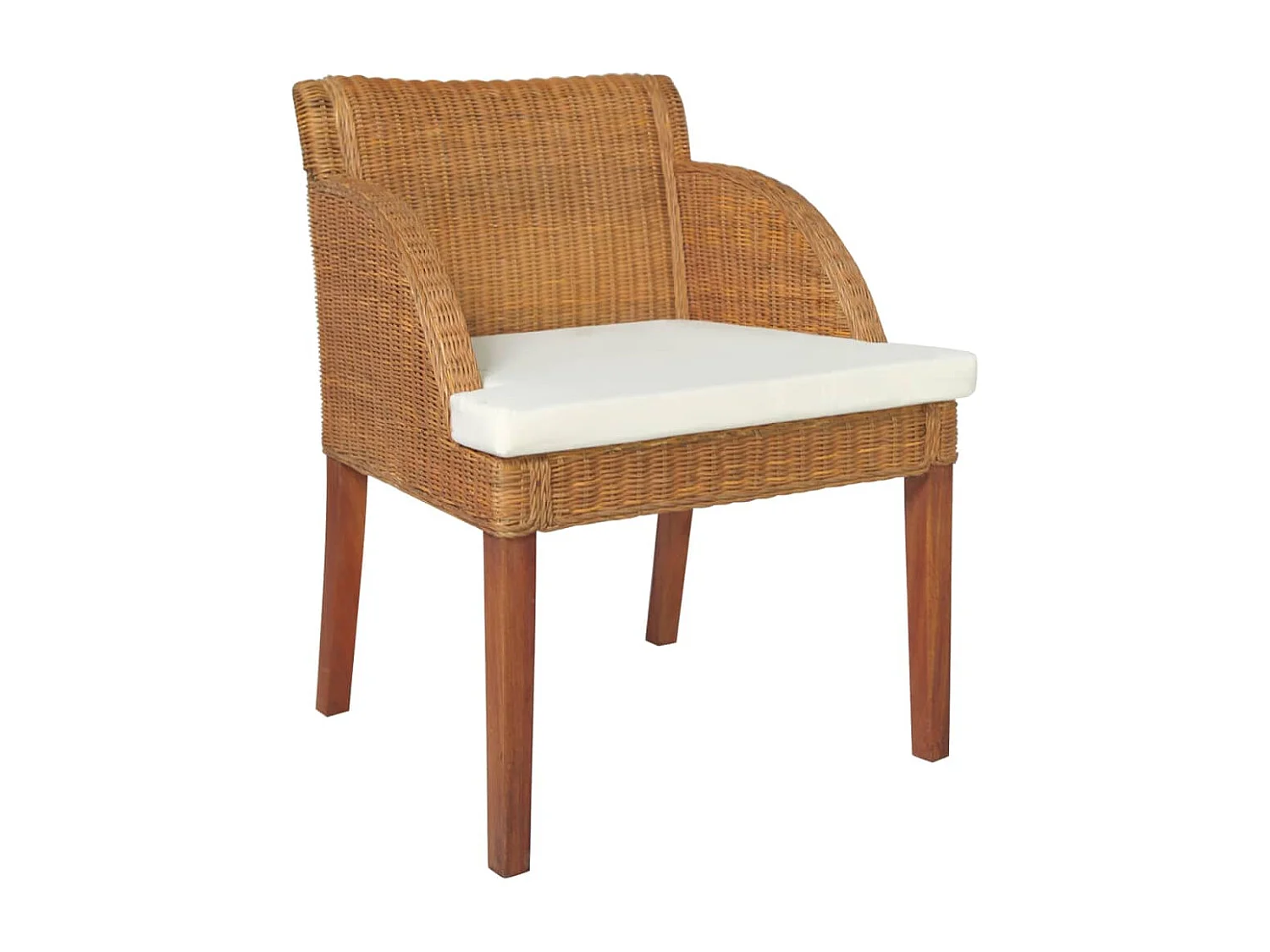 Esszimmerstühle mit Kissen 2 Stk. Hellbraun Natur Rattan