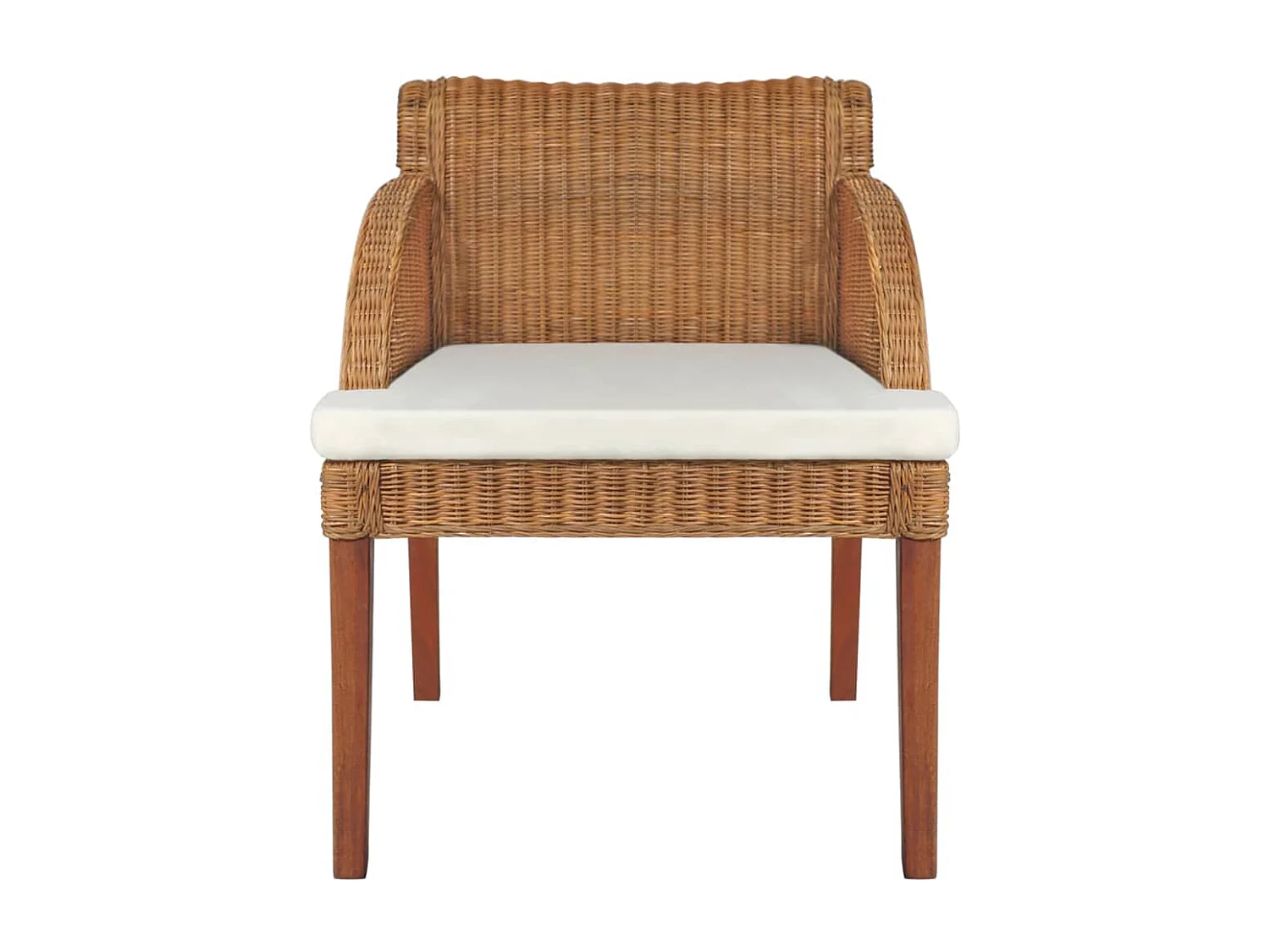 Esszimmerstühle mit Kissen 2 Stk. Hellbraun Natur Rattan