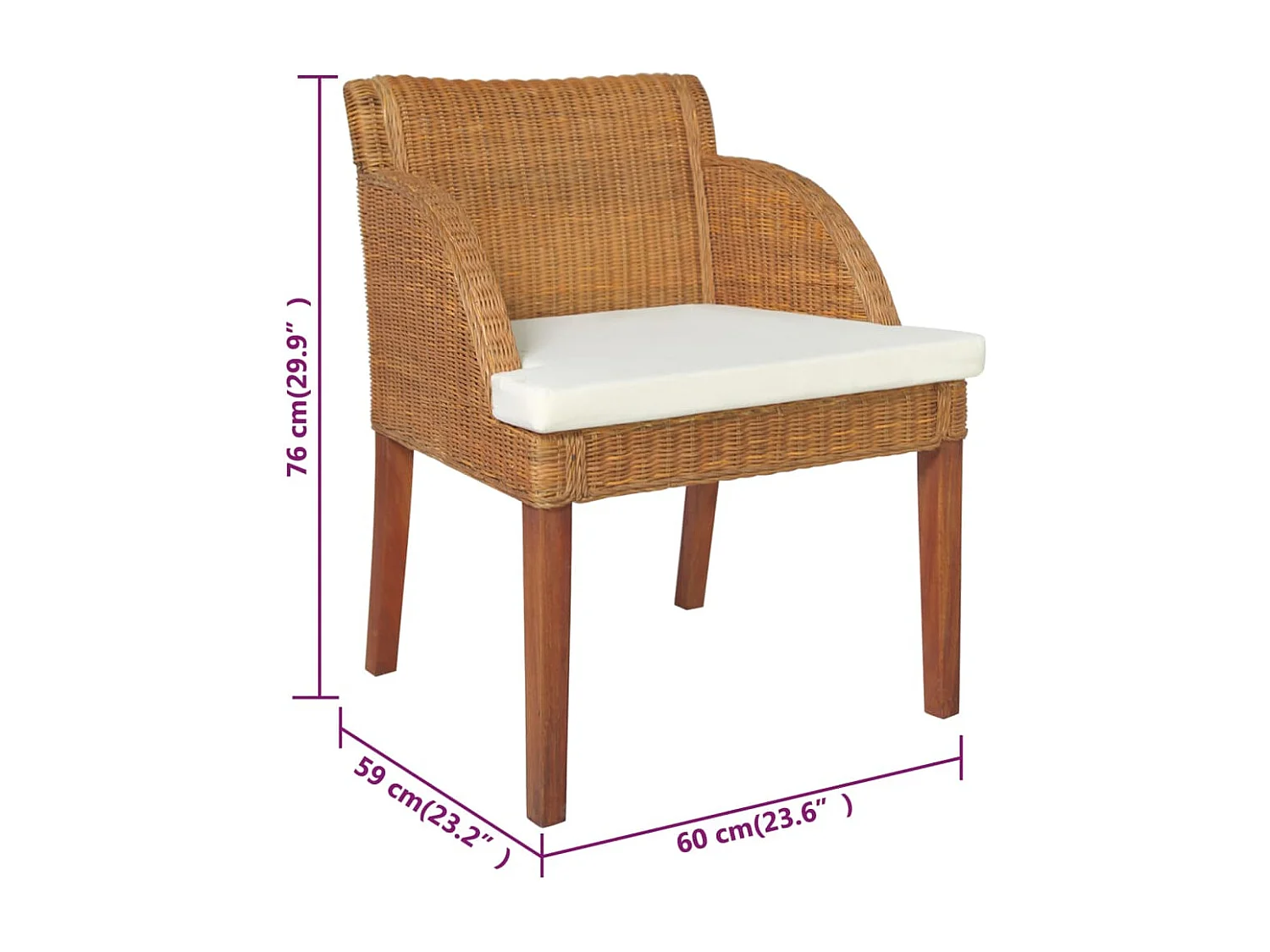 Esszimmerstühle mit Kissen 2 Stk. Hellbraun Natur Rattan