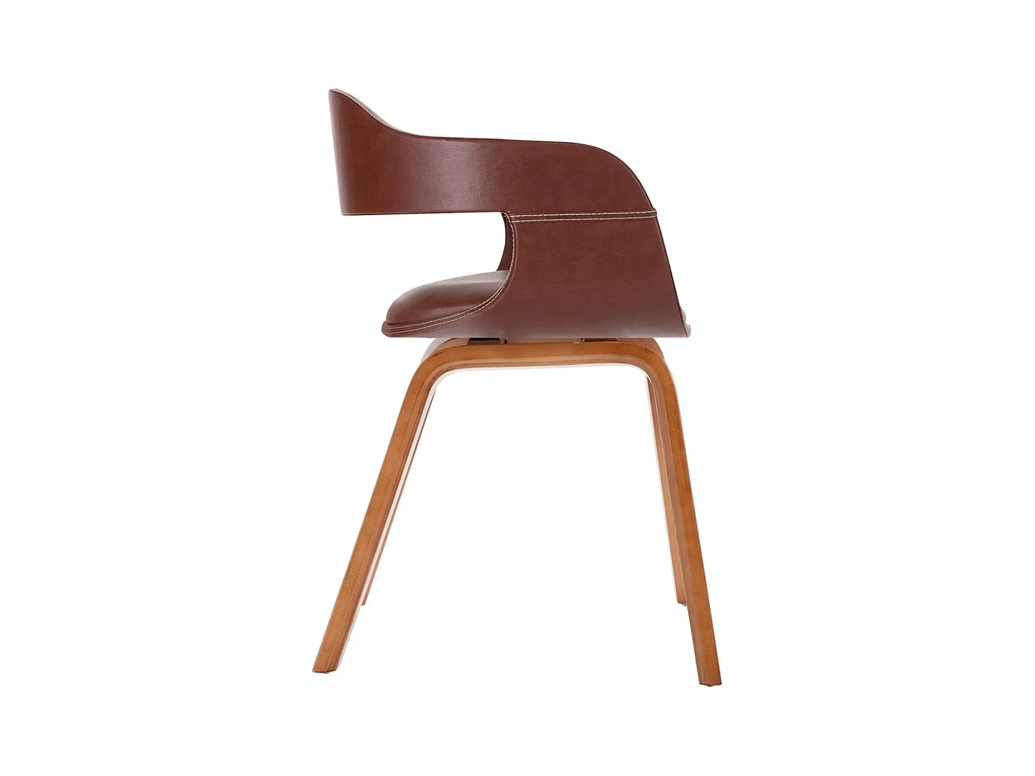 Chaise à manger Marron Bois courbé et similicuir