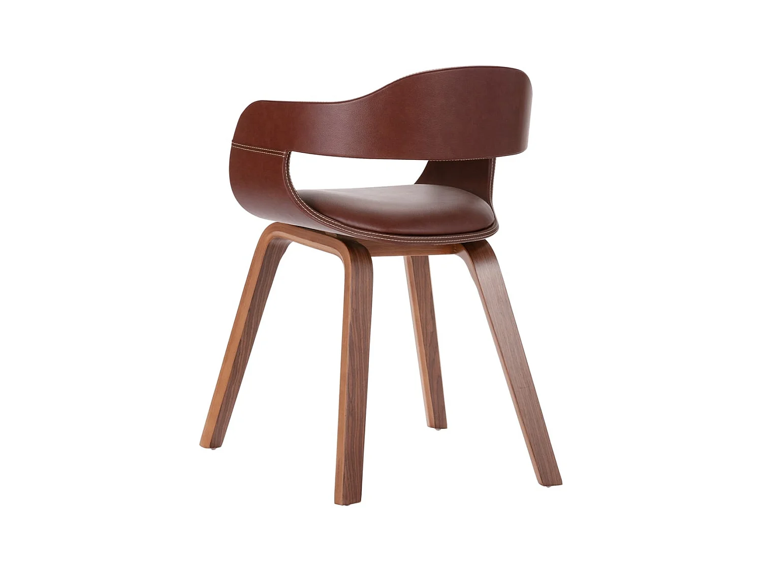 Chaise à manger Marron Bois courbé et similicuir