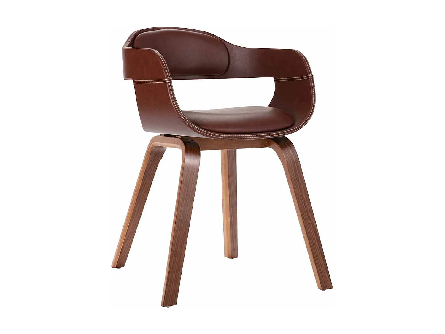 Chaise à manger Marron Bois courbé et similicuir